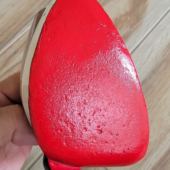 Christian Louboutin Nude/White/Black Patent Leather Lady Peep Slingback 150mm - Picture 12 of 15